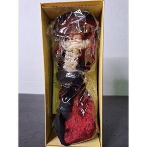 Victorian Tassel Doll Porcelain Burgundy Popular Creations 2004 W/Stand